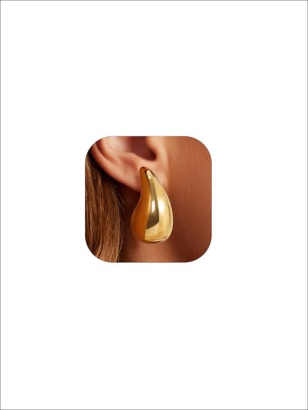 Chunky Gold Hoop Earrings Stainless Steel Teardrop Water Drop
